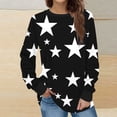 thumbnail image 2 of Iroehba Sweatshirt for Women Crew Neck Pullover Long Sleeve Star Print Drop Shoulder Modern Cut Soft Comfy Casual Outfit, 2 of 5