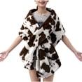 thumbnail image 2 of Ahuyic Fall Womens Coats,Shawl Jacket Long Sleeve Cow Print Casual Coat For Winter,Coffee,Free Size, 2 of 3