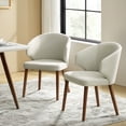 thumbnail image 7 of Dining Chairs Set of 2 Wingback Accent Chair Upholstered Armrest Solid Wood Legs Living Room Kitchen Restaurant Beige, 7 of 7