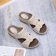 thumbnail image 4 of Sandalias de cuña Sandalias de vestir Zapatos de verano Punta abierta Sin cordones para mujer (36) Beige, 4 of 9