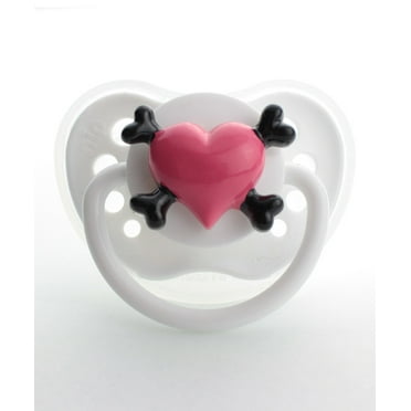 White & Pink Crossbone Pacifier