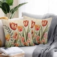 thumbnail image 2 of Red Tulip Outdoor Pillow Covers Pack of 2 Eucalyptus Watercolor Floral Plants Retro Linen Waterproof Throw Pillow Covers Decorative Cushion Cases for Patio Garden Tent Balcony Couch 18x18 inch, 2 of 8