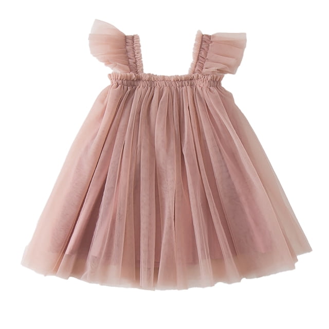 KYAIGUO Robe en Tulle à Manches Volantes pour Filles 1-6 Ans, Robe d'Été Décontractée pour Bébé et Tout-Petit