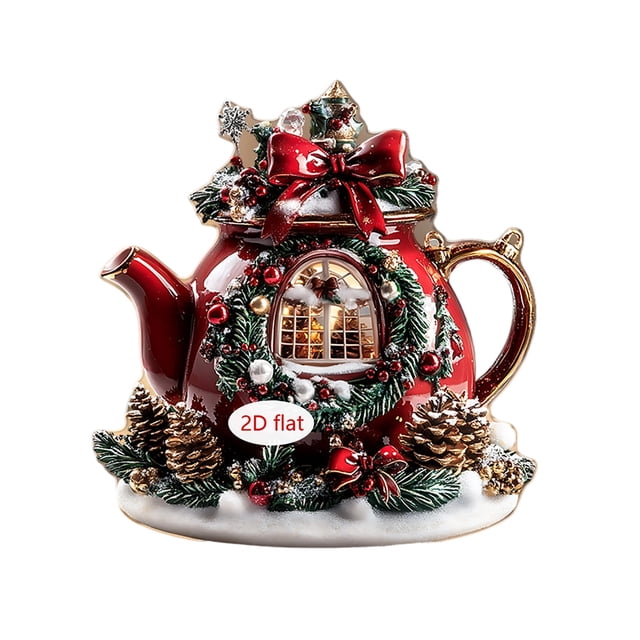 Acrylic Standee 7.8" Christmas Tree 2D Acrylic Ornament with Pattern Stand and Base Tabletop Holiday Home Decor with Reindeer and Gift Design Red Single Piece JASKFLY