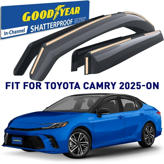Goodyear Shatterproof in-Channel Window Deflectors for Toyota Camry 2025 Sedan, Rain Guards, Window Visors for Cars, Vent Deflector, Car Accessories, 4 pcs - GY008060
