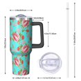 thumbnail image 2 of 40oz Pioneer Flower Floral Print Pattern Insulated Tumbler with Handle, BPA-Free Leak Proof Lid and Straws, Double Wall Vacuum, Hot 12h/Cold 34h, 2 of 6