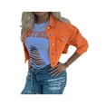 thumbnail image 4 of Women's Denim Short Coat, Long Sleeve Distressed Crop Jeans Coat, 4 of 9