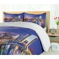 thumbnail image 5 of Ambesonne United States Duvet Cover Sets, Jacksonville City, 2-Queen, Royal Blue Pale Pink, 5 of 7