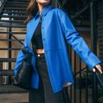 thumbnail image 5 of Chaqueta de cuero Mujer Camisa sintética Motocicleta Ropa de calle de moda Ygjytge Azul T XL para Mujer, 5 of 5