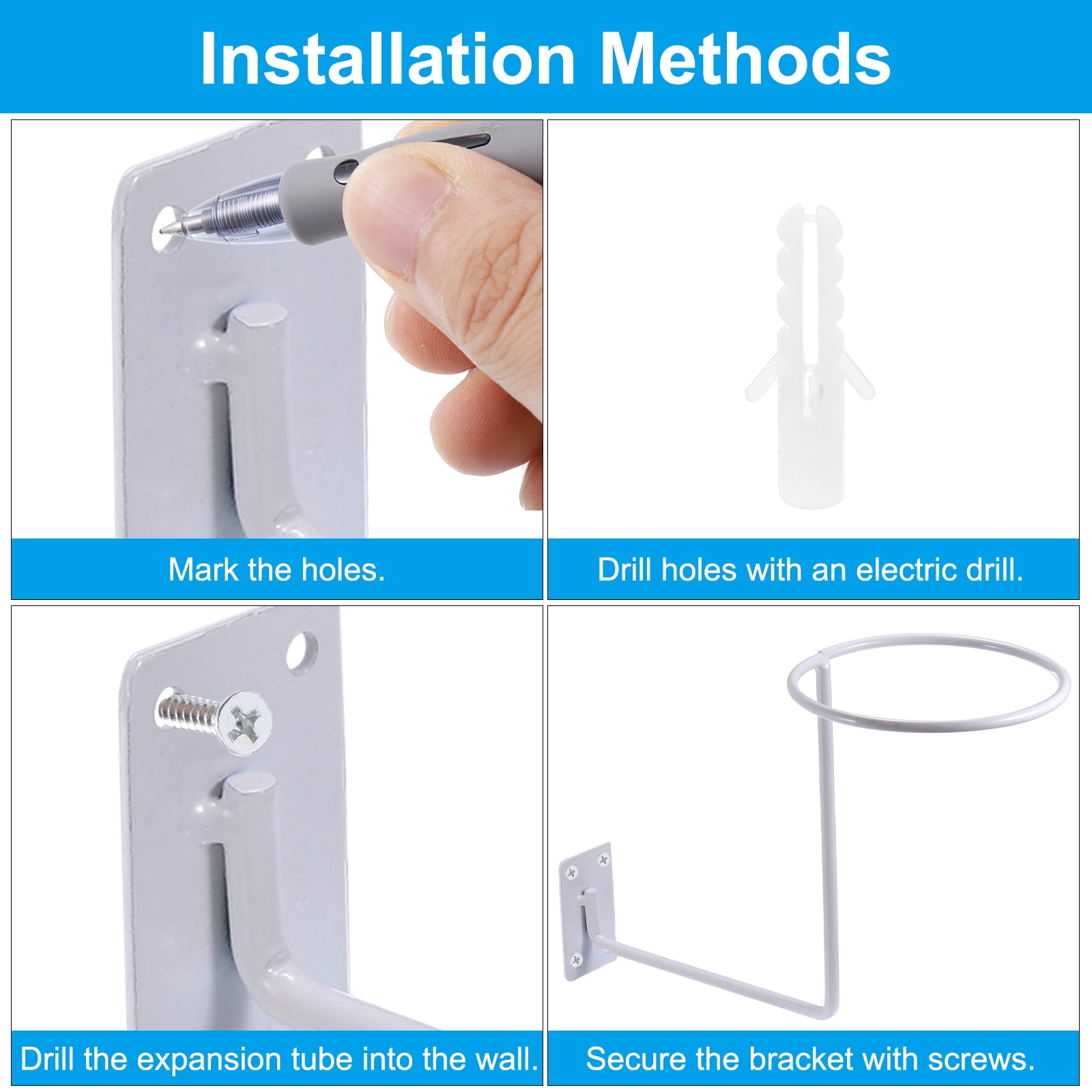 Unique Bargains Motorcycle Accessories Metal Helmet Holder Wall Mount for Helmet White