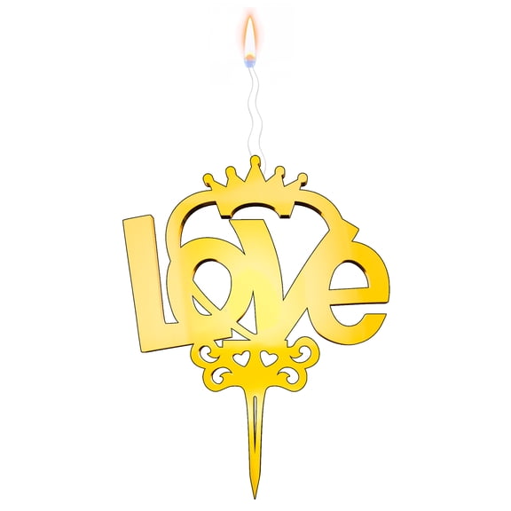 "LOVE" Food-Safe Gold Cake Topper Candle – Elegant and Reusable Decoration for Birthdays, Astrology-Themed Parties, and Celebrations