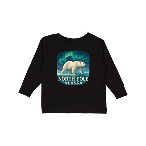 Inktastic North Pole Alaska Polar Bear Aurora Boys or Girls Long Sleeve Toddler T-Shirt