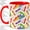 Red, variant on Rainbow Crayon Accent Mug, 11oz Ceramic Coffee Cup for Artists