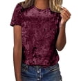 thumbnail image 2 of Womens Clothes Kelon Women's Tops Short Sleeve Shirts Crew Neck Velvet Dressy Casual Trendy Clothes Loose Fit Shirts Business Dressy Casual 2026, S, 2 of 8
