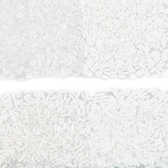 2149 Pcs Round Glass Bugle Seed Beads White Series Opaque Beads Transparent Loose Spacer Bead for Jewelry Making Bracelets Necklace DIY Craft Supplies