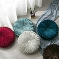 thumbnail image 2 of Round 13.7" Pintuck Throw Pillow Handcrafted Pumpkin Velvet Floor Pillows, 2 of 7