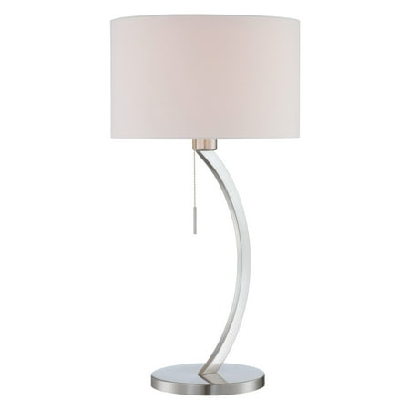 - Lite Source Lilith 1-Light Table Lamp, Satin Chrome Finish with White Fabric Shade