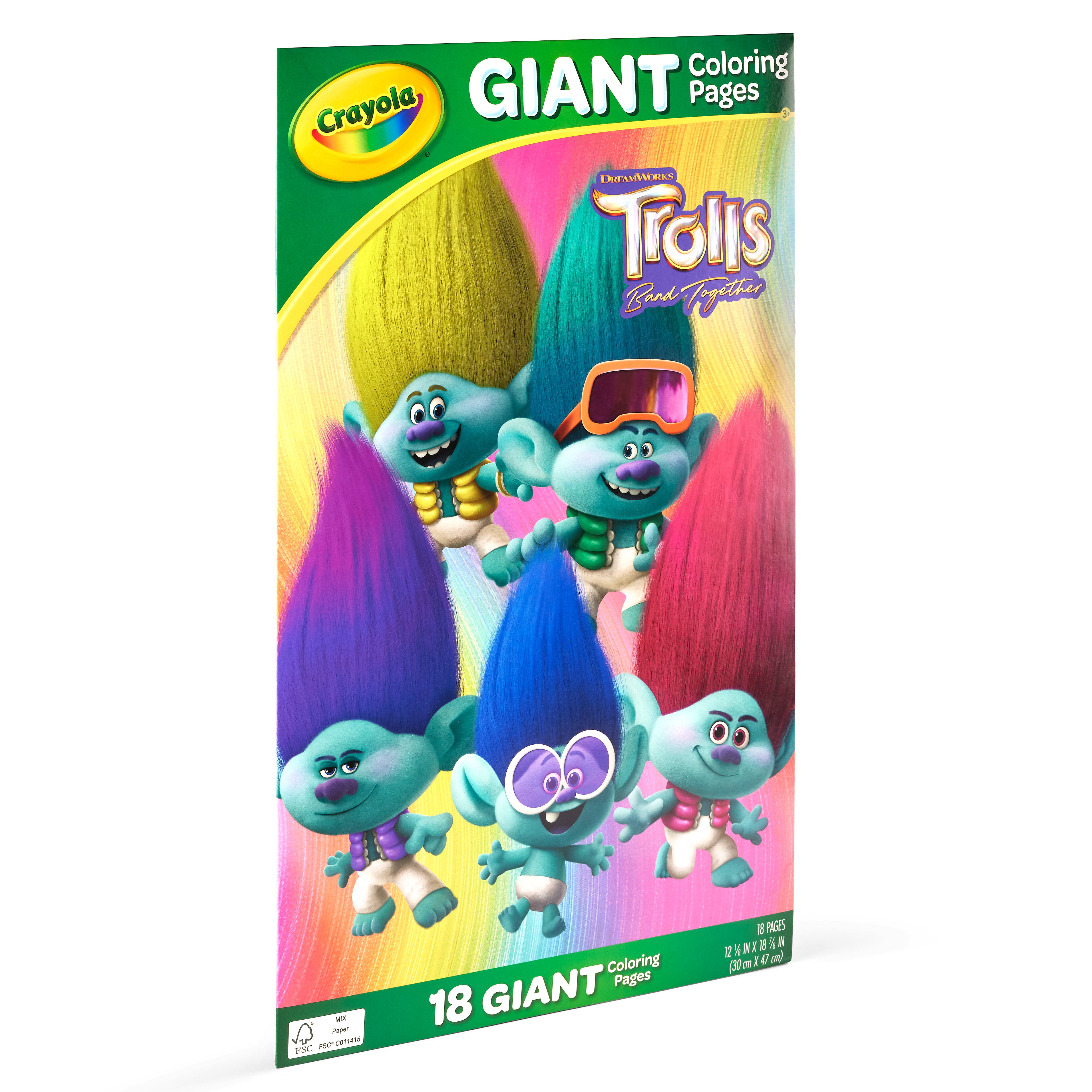 Crayola Trolls Band Together Giant Coloring Pages, 18 Pages, Coloring Supplies, Gifts for Kids