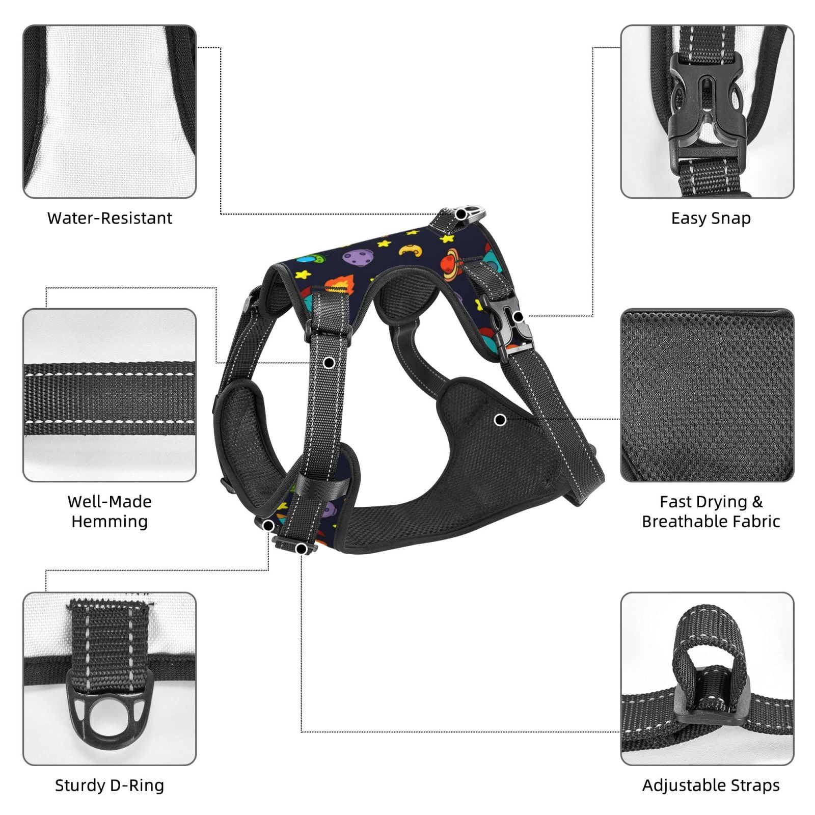 Vsdgher Space D Dog Harness, No-Pull Pet Harness, Dog Vest, Pet Vest for Small to Large Dogs-Medium