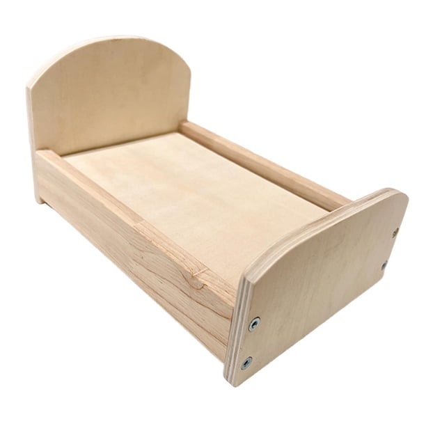 Cama de casa de muñecas 1/12 Muebles en miniatura Elegante y elegante Cama en miniatura para manualidades DIY Madera