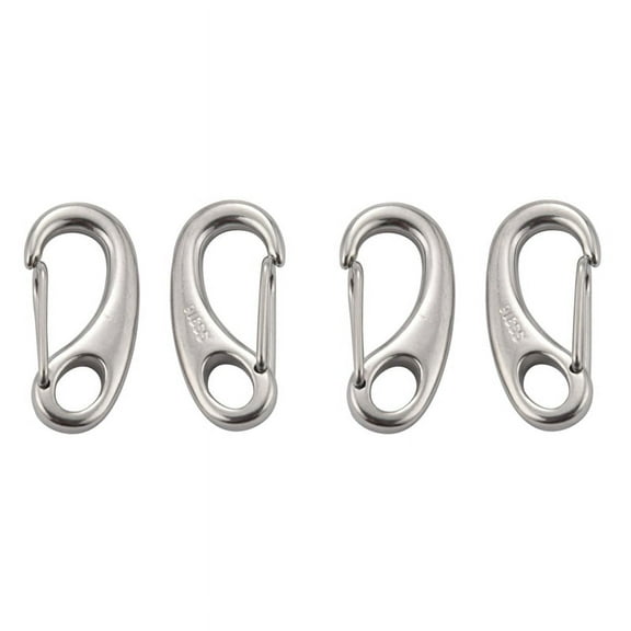 4PCS Boat Marine Stainless Steel Egg Shape Spring Snap Hook Clips Quick Carabiner Outdoor Buckle