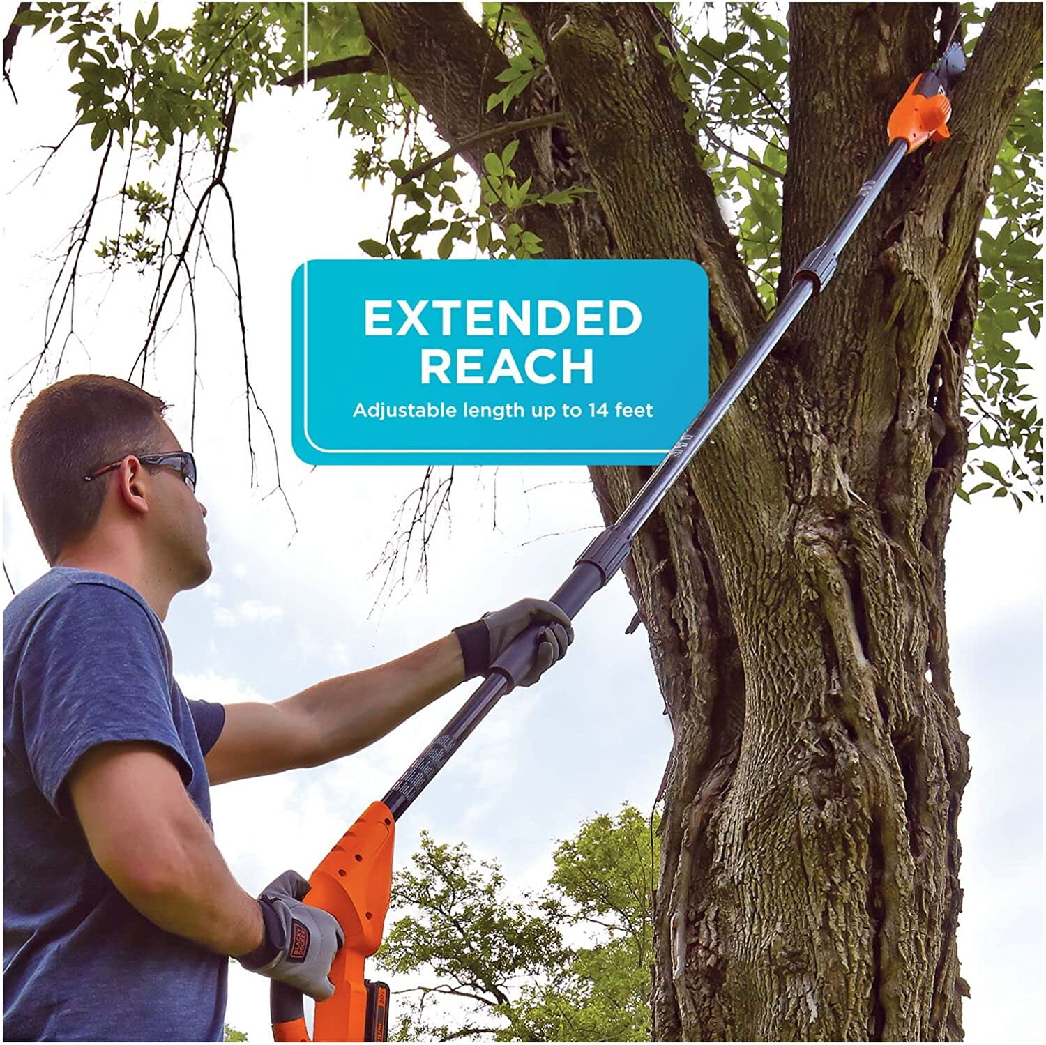 BLACK+DECKER 20V Max Pole Saw for Tree Trimming, Cordless, with Extension  up