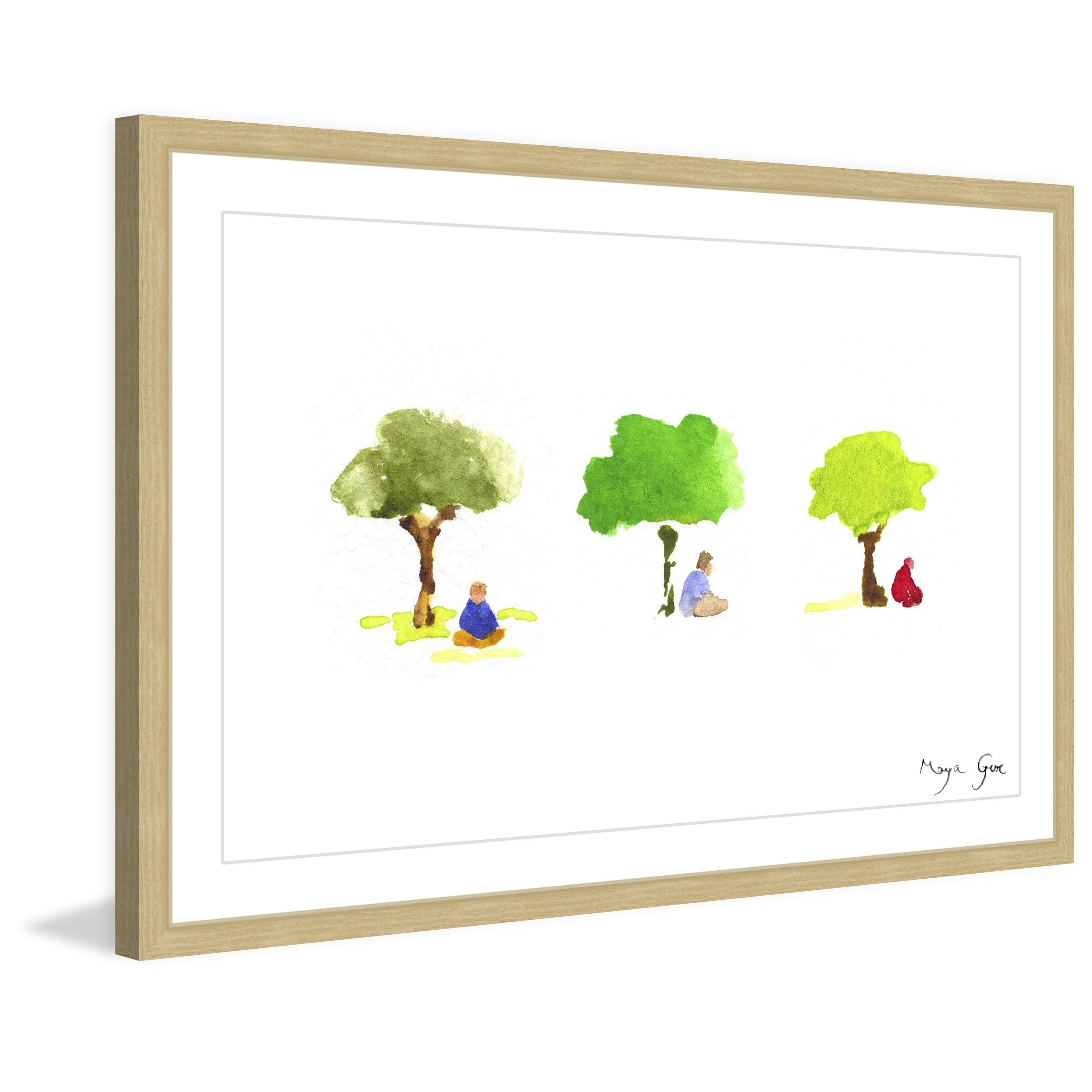 Marmont Hill "Three Meditators" by Maya Gur Framed Painting Print