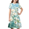 thumbnail image 2 of LOVZFMLL Robe Mignonne à Manches Courtes pour Tout-Petits Enfants Imprimé Épissure Extensible Robe Trapèze, 2 of 3