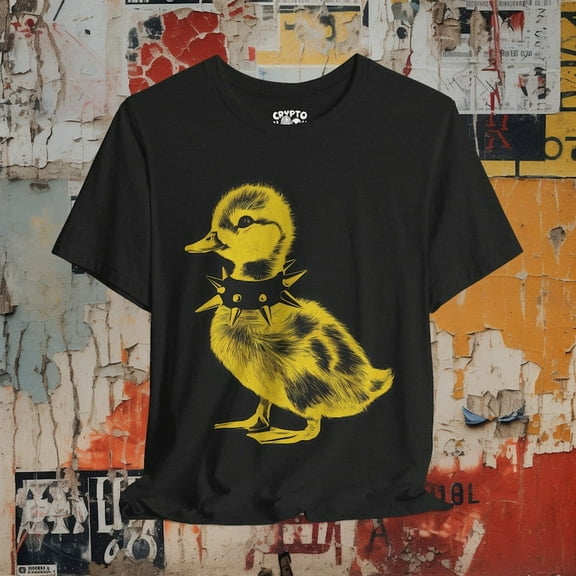 Punk T-shirt Baby Duck Graphic Black Tee Emo Punk Teens Spiked Collar Shirt Alternative Fashion Gift Punk Rock Graphic Shirt TH280516
