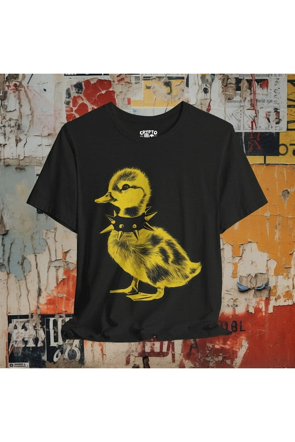 Punk T-shirt Baby Duck Graphic Black Tee Emo Punk Teens Spiked Collar Shirt Alternative Fashion Gift Punk Rock Graphic Shirt TH280516