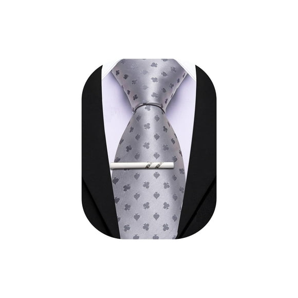 Corbata Barry.Wang de Seda Plateada de 152 cm de Largo con Clip