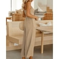 thumbnail image 4 of Women's Summer Casual Spaghetti Straps Sleeveless V Neck Cutout High Waist Wide Leg Jumpsuits Rompers with Pockets, 4 of 4