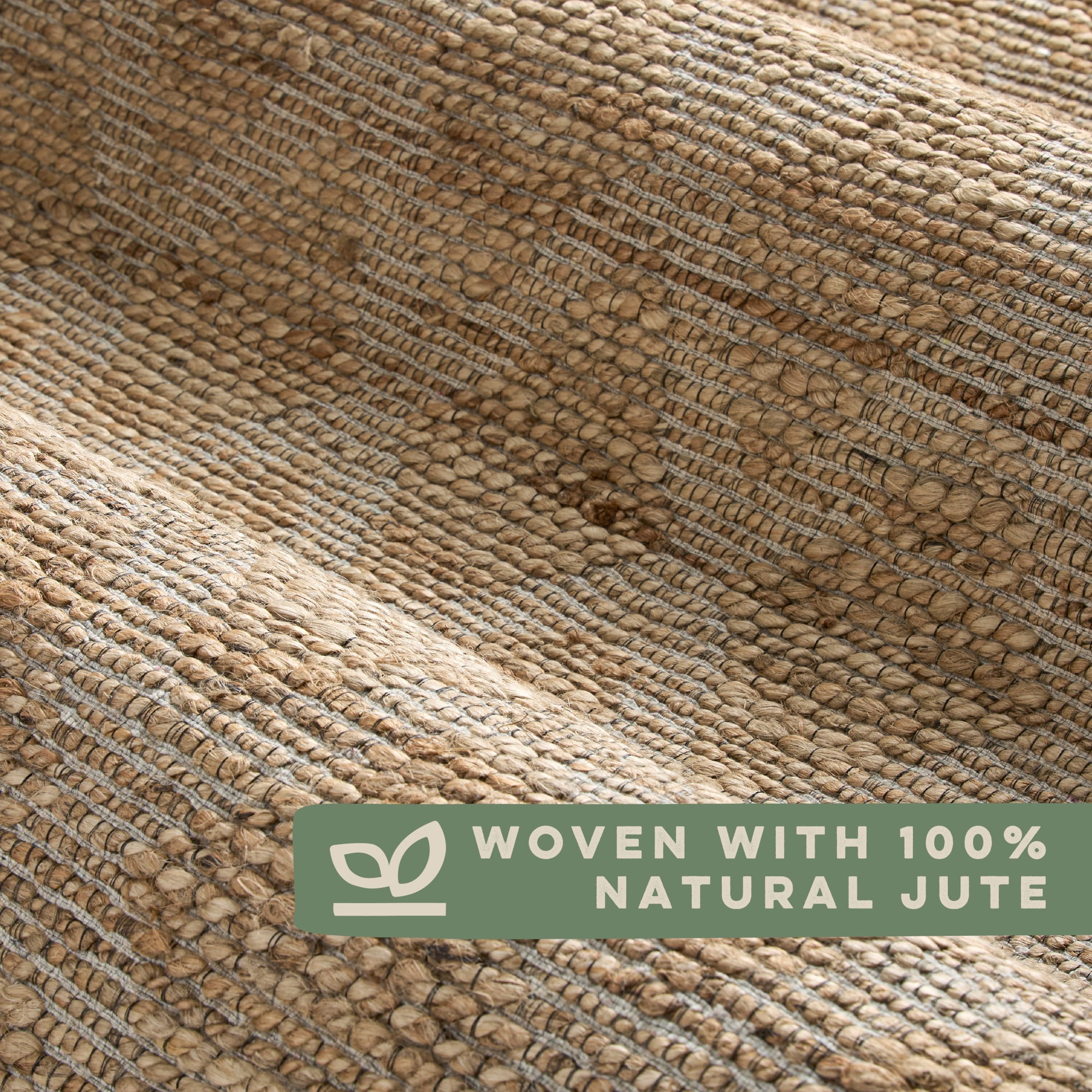 TOWN & COUNTRY TERRA Sol Interwoven Diamond Hand-Knotted Flatwoven 100% Natural Jute Round Area Rug, Natural/Black, 5" Round