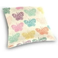 thumbnail image 3 of Beige Sketch Butterflies Velvet Plush Throw Pillow Cushion Case Cover - 18" x 18" - Invisible Zipper Home Decor Floral for Couch Sofa No Pillow Insert, 3 of 5