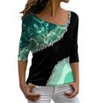 thumbnail image 2 of Blusa informal de manga larga para mujer, blusas con hombros descubiertos, blusas sueltas estampadas Pompotops FGAJ20160, 2 of 5