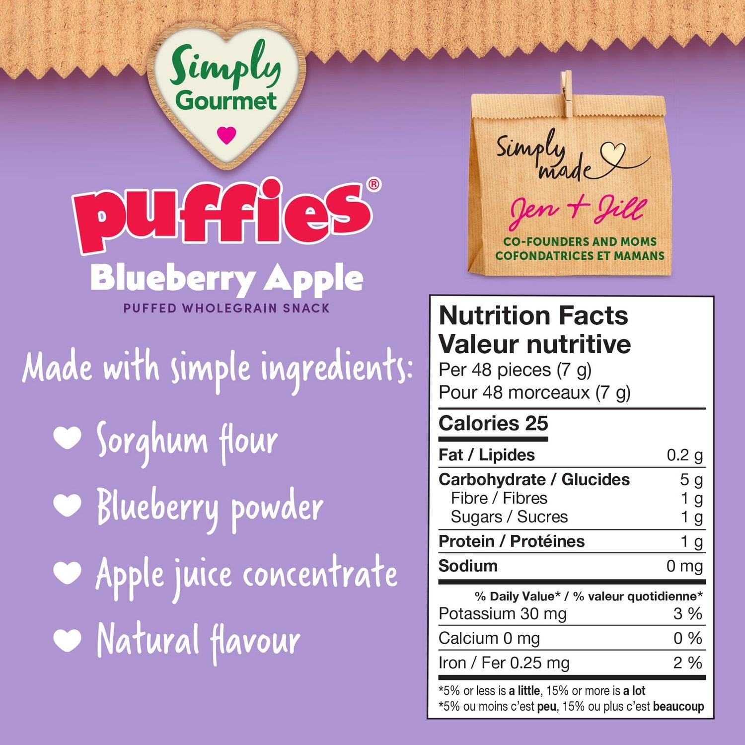 Simply Gourmet Puffies Blueberry Apple baby snack, Puffed grain snacks