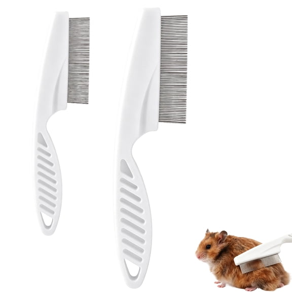 Stainless Steel Rounded Teeth Comb 2pcs Bunny Comb Small Pets Cleaning Tool  for Chinchillas/Ferrets/Guinea Pigs/Rabbits (2 Size)