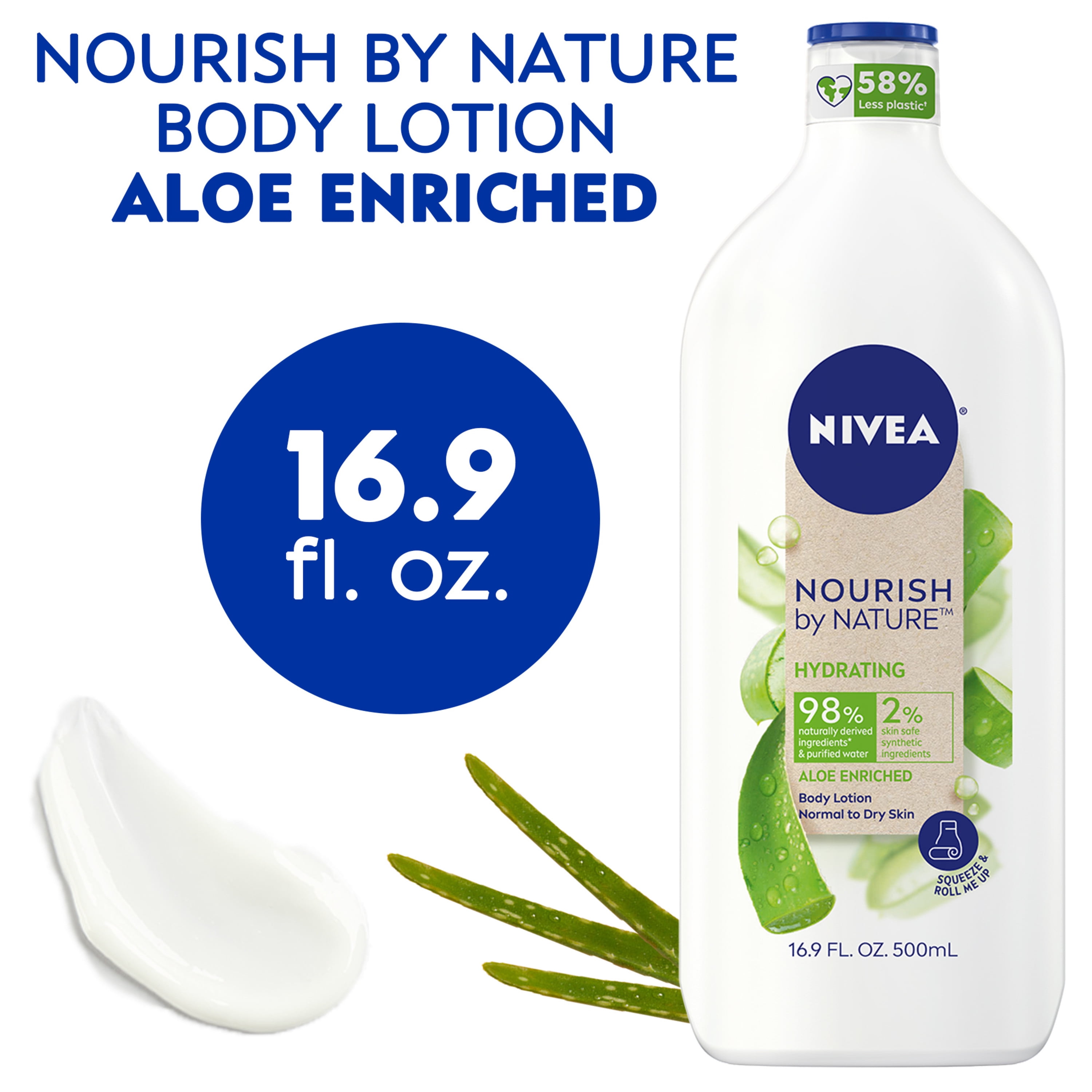 NIVEA Nourish by Nature Aloe Enriched Hydration Body Lotion, 16.9 Fl Oz