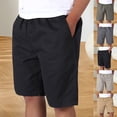 thumbnail image 6 of Casual Shorts for Men Summer Lightweight Elastic Waist Wide Straight Leg Loose Bermuda Shorts with Pockets, 6 of 8