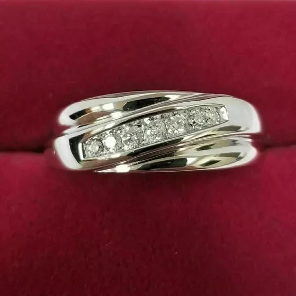2.50 Ct Round Cut Moissanite Men's Wedding Band Ring 925 Sterling Silver