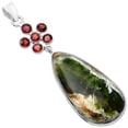 thumbnail image 3 of Natural Chrome Chalcedony & Garnet 925 Sterling Silver Pendant Jewelry P-1122 SDP145707, 3 of 5