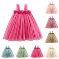 thumbnail image 4 of WUXIAN Toddler Girls Sleeveless Mesh Flowers Holiday Summer Dress Dance Party Dresses Sundress Lovely Baby Dailywear, 4 of 4
