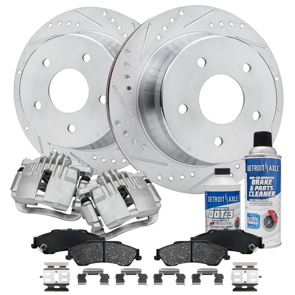 Detroit Axle - Rear Drilled Slotted Brakes and Rotors Brake Pads Brake Calipers Replacement for Chevy Blazer
