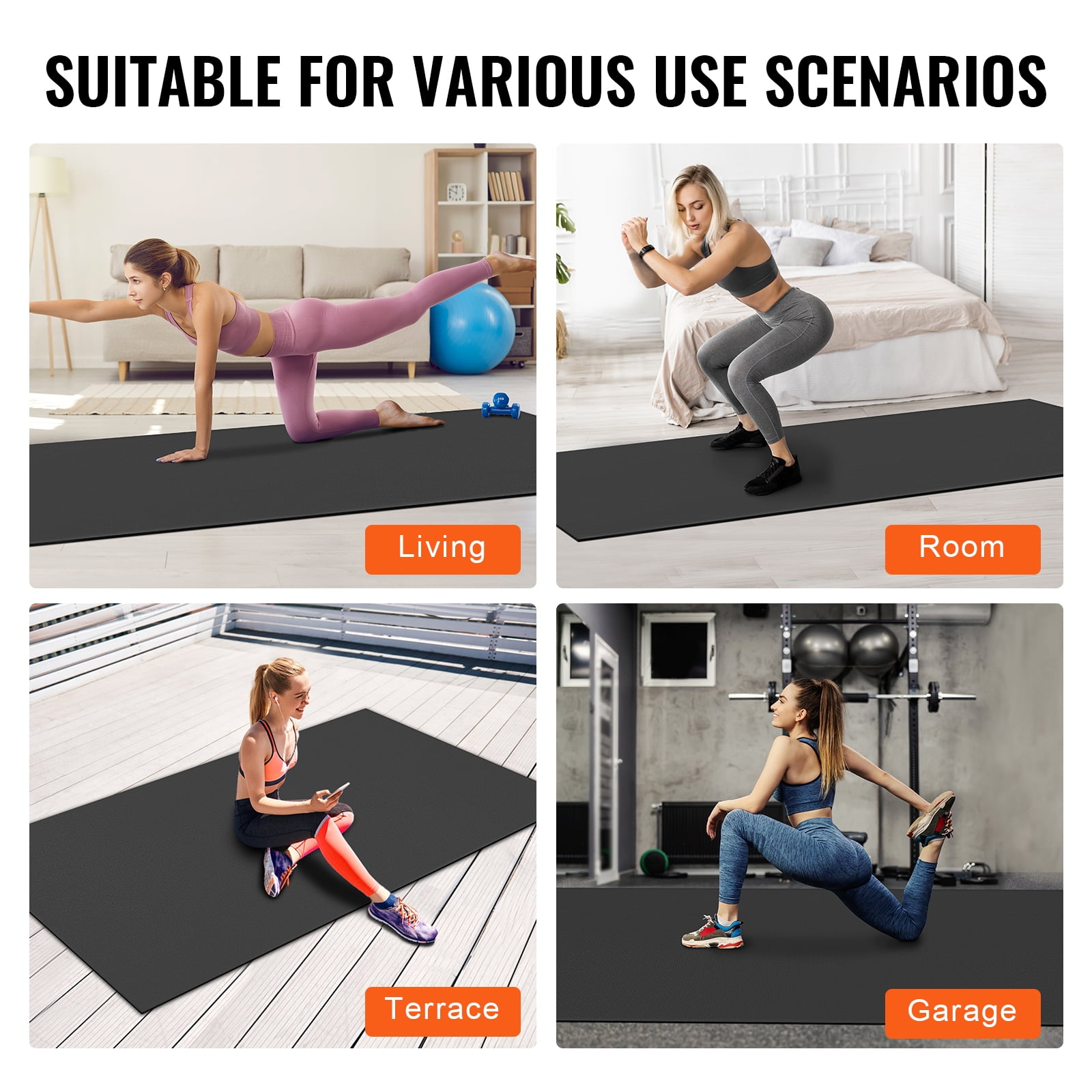 KFFKFF Large Yoga Mat,10x6ft Durable Non-Slip Fitness Mat, High-Quality Exercise Mat for Both Men and Women, Includes Bag & Strap for Easy Transport, Ideal for Home Yoga, Pilates & Floor Exercises