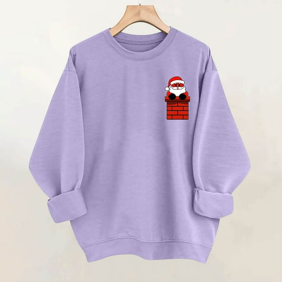 Craaazy Merry Christmas Shirt for Women Christmas Printed Crewneck Pullover Sweatshirts Funny Xmas Fashion Holiday Tops Gifts For Women