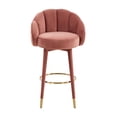 thumbnail image 2 of TOV Furniture Myla Salmon Swivel Velvet Bar Stool with Gold Tipped Legs, 2 of 6