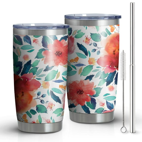 20oz Tumbler with Lid and Straw Stainless Pioneer Flower Steel Vacuum Insulated Water Coffee Tumbler Cup, Double Wall Vacuum Insulated Travel Mug Reusable Tumblers for Ice Drinks, Hot Beverage