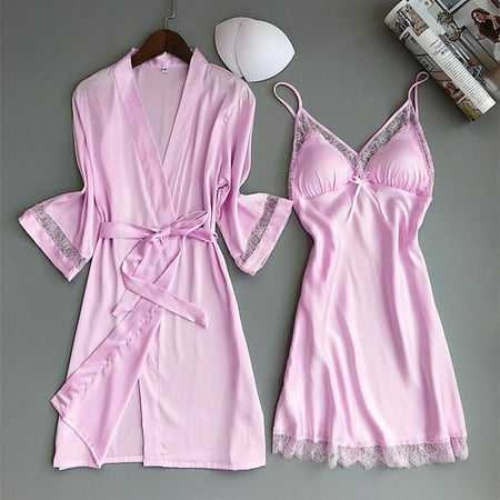 

Tangnade Stylish New Satin Silk Pajamas Nightdress Women Robes Underwear Sleepwear Lingerie