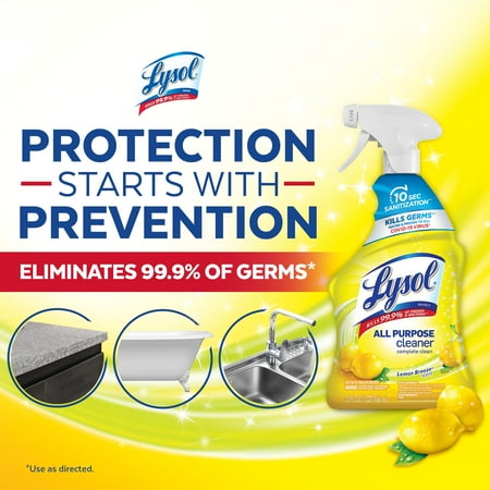 Lysol®, All-Purpose Cleaner, Sanitizing and Disinfecting Spray, Lemon Breeze Scent, 32 oz, Bottle