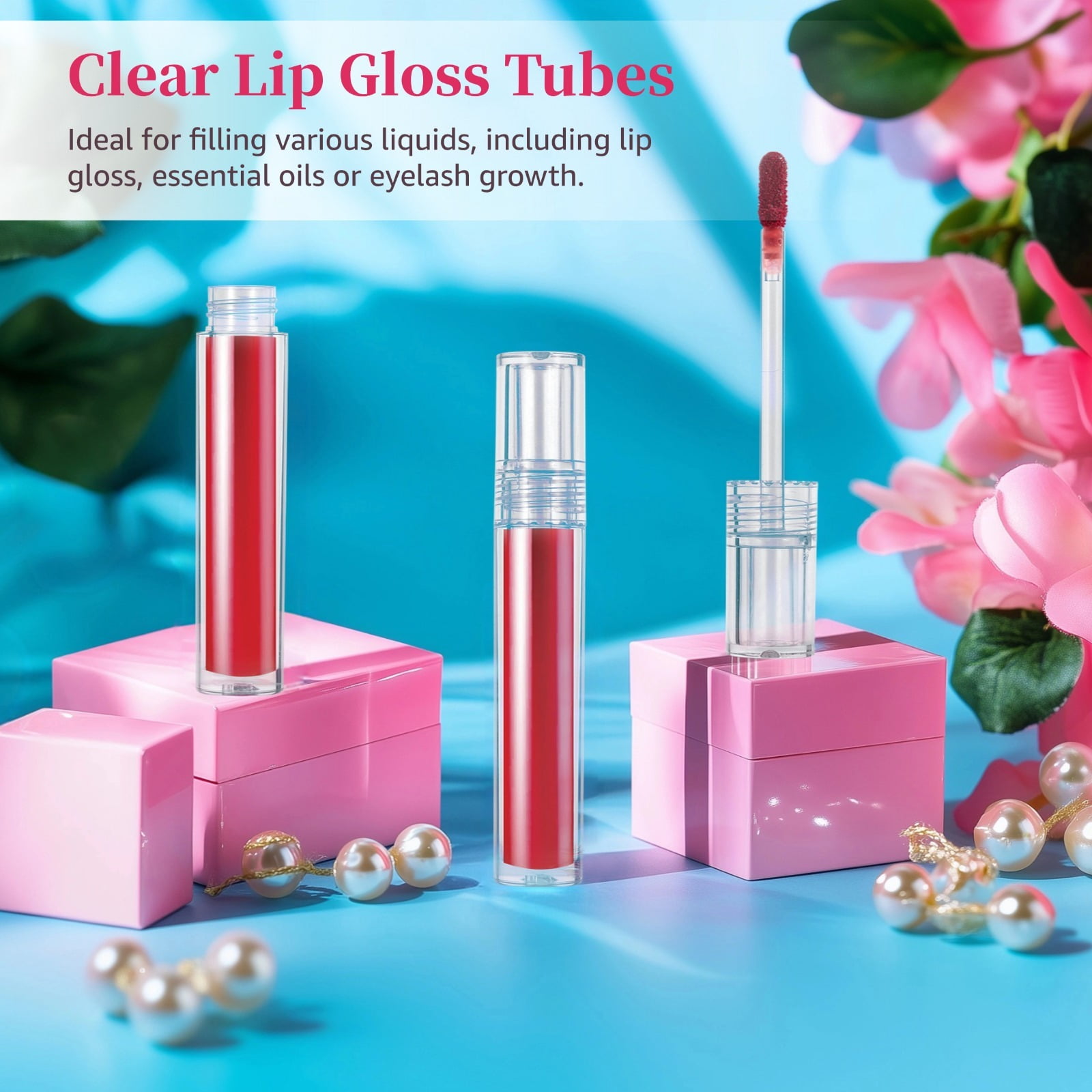30 Pcs Empty Lip Gloss Tubes, 5ml Clear Refillable Containers with Applicator, Leak Proof Travel Size Bottles for DIY Lip Gloss & Eyelash Serum